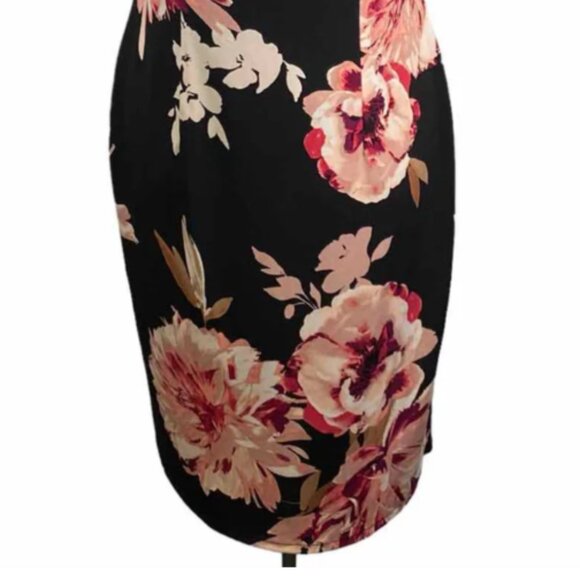 White House Black Market Black/Pink Floral Dress - Picture 4 of 8